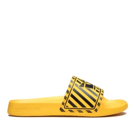 Supra Mens LOCKUP Low Top Shoes Black/Caution Stripe | US-48618